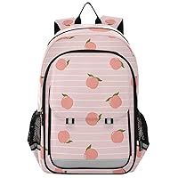 ALAZA Cute Pink Peach and Stripes Backpack Bookbag Laptop Notebook Bag Casual Travel Trip Daypack for Women Men Fits 15.6 Laptop