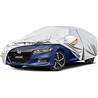 Kayme 6 Layers Car Cover Custom Fit for Honda Accord Sedan/Coupe (2001-2024) Waterproof All Weather for Automobiles, Outdoor Full Cover Rain Sun UV Protection with Zipper Cotton/Silver