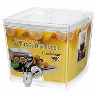CreativeWare Beverage Dispenser with No Base Sleeve, 1.5 Gallon, Clear