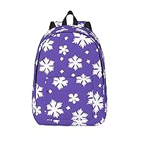 Snowflake Print Patterns Backpack Lightweight Casual Backpack Multipurpose Canvas Backpack With Laptop Compartmen