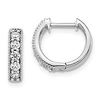 11.58mm 14k White Gold Lab Grown Diamond Milgrain Hinged Hoop Earrings Measures 11.58x11.58mm Wide 3mm Thick Jewelry Gifts for Women