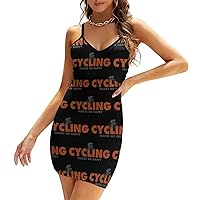 Cycling Makes Me Happy Casual Mini Dresses for Women Backless Slip Sundress Sexy V Neck Party Tank Dress