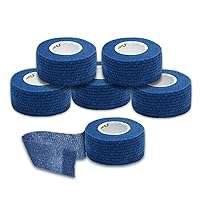 Self Adherent Cohesive Wrap Tape - 1 Inches X 6 Rolls - Non-Woven Elastic Sports Finger Safety Bandage