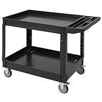 Service Cart 2-Shelf, 500 lbs Capacity, Storage Handle, for Warehouse/Garage/Cleaning/Manufacturing, 45