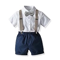 Baby Boys Clothes For Gentleman Outfits Toddler Overalls Short Sleeve T-Shirt+Bib Pants+Bowtie 3Pcs 1-9T