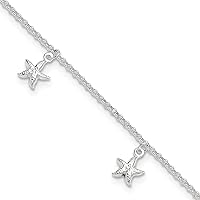 Sterling Silver Starfish Dangles 9 inch w/1 inch ext. Anklet