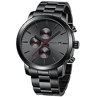 CRRJU Watches for Men Luxury Business Stainless Steel Waterproof Calendar Chronograph Analog Quartz Wristwatches