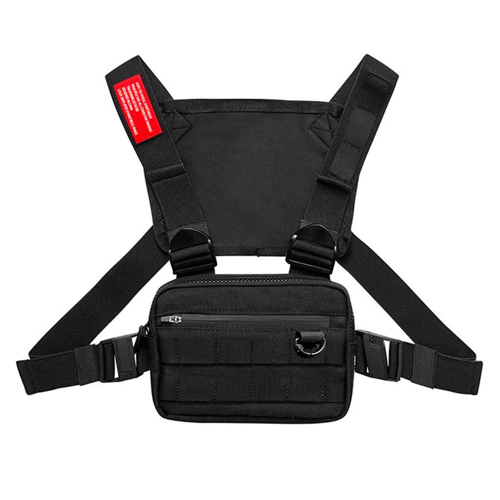 Amazon.com: Multi-Pocket Chest Rig Bag Reflective Vest Chest Bag for Men  Hands Free Radio Front Pack Hip Hop Streetwear Chest Pack Tactical Harness  for Women Mens Vest Bag (Black with Reflective Strap) :
