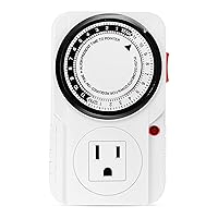 iPower 24 Hour Plug-in Mechanical Electric Outlet Timers Switch Programmable Indoor, Accurate Heavy Duty 3-Prong for Lamps Fans Christmas String Lights, AC 1725W 1/2 HP, UL Listed