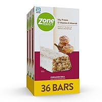ZonePerfect Protein Bars, 36 Cinnamon Roll Bars + 20 Fudge Graham Bars, 14g Protein, 17-18 Vitamins & Minerals