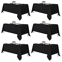 Fitable Black Tablecloths for Rectangle Tables, 6 Pack - 70 x 120 Inches - Reusable and Washable Table Clothes for 6-8 Ft Tables, Polyester Fabric Table Covers for Wedding, Party, Banquet