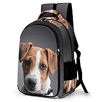 Jack Russell Terrier Portrait Laptop Backpack Durable Computer Shoulder Bag Business Work Bag Camping Travel Daypack