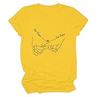 Women's Valentine's Day Short Sleeve T Shirt Hand Sign Language Heart T-Shirts Funny Graphic Tee for Her