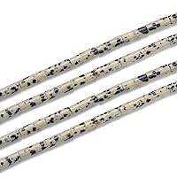 2 Strands Adabele Natural Dalmatian Jasper Healing Gemstone 13mmx 4mm Round Tube Spacer Loose Stone Beads 15 Inch (54-56pcs Total) for Jewelry Making GH-H3