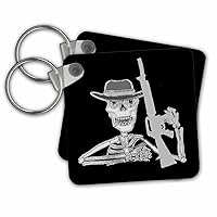 3dRose Key Chains Funny Skeleton with Rifle Gun Hunting Cartoon (kc-349017-1)