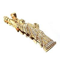 Stainless Steel Jewelry Men's Necklace Golden Liberty Goddess Pendant