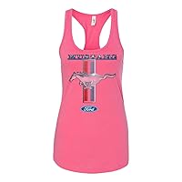 Ford Mustang Pony and Stripes Ladies Racerback Tank Top Women Lady Car Auto Automobile Racing