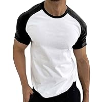 Baseball Shirts for Men Slim Fit Raglan Short Sleeve Crewneck Contrast Color T Shirts Bodybuilding Workout Muscle Tees