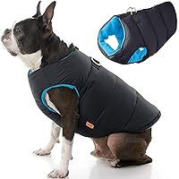 Gooby Padded Vest Dog Jacket - Solid Black, Large - Warm Zip Up Dog Vest Fleece Jacket with Dual D Ring Leash - Water Resistant Small Dog Sweater - Dog Clothes for Small Dogs and Medium Dogs