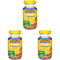 Calcium Gummies 500 mg Per Serving with Vitamin D3, Dietary Supplement for Bone Support, 80 Gummies, 40 Day Supply (Pack of 3)