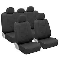 BDK carXS Black Leather Car Seat Covers Full Set, 9-Piece Faux Seat Covers for Cars, Includes Front and Back Seat Cover, Automotive Seat Covers for Trucks SUV