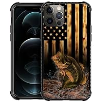 DJSOK Case Compatible with iPhone 14, Wood American Flag Fish case for iPhone 14 Cases for Men Women Fans,Anti Scratch and Shockproof Phone Protective case