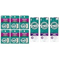 Tom's of Maine Naturally Waxed Antiplaque Flat Dental Floss, Spearmint, 32 Yards 6-Pack & Whole Care Natural Toothpaste with Fluoride, Peppermint, 4 oz. 3-Pack