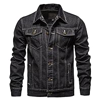 Men Denim Jacket Fashion Jeans Jacket Washed Solid Cotton Spring Autumn Jacket Denim Jacket