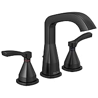 Delta Faucet Stryke Widespread Bathroom Faucet 3 Hole, Matte Black Bathroom Faucet, Diamond Seal Technology, Metal Drain Assembly, Matte Black 35776-BLMPU-DST