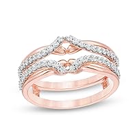 3/8 Cttw Diamond Anniversary Wedding Band Guard Wrap Enhancer Solitaire Ring In 10K Rose Gold (I-J/12)