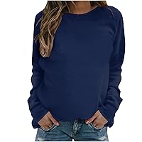 Women Plain Sweatshirts Casual Crew Neck Long Sleeve Pullover Comfy Fashion Loose Workout Shirts Fall Basic Clothes