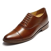 CHAMARIPA Elevator Oxford Shoes for Men,Men's Dress Oxfords Shoes Classic Lace Up Formal Shoes with an inbuilt high pad,Increasing The Height by 8cm,Brown Y92H38-24