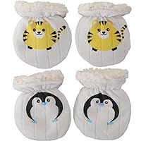 Newborn Mittens Baby Gloves Tiger Penguin Warm Winter Thick Fleece Gloves Boys Girls 0-6 Months Newborn 2 Pairs