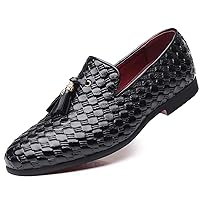 Mens Loafers Tassel Fringe Comfortable Casual Moccasins Woven Slip On Driving Wedding Prom Shoes