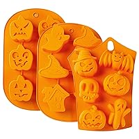 DUNCHATY Halloween Silicone Baking Molds - 3PCS, Nonstick Pumpkin Molds, Perfect for Making Ice Cube, Chocolate, Cupcakes