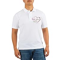 Golf Shirt I Love You Mom Burlap and Pink Heart