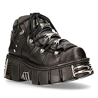 New Rock 106 S1 Men's Goth Punk Black Metallic Platform Fashion Ankle Boots