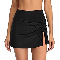 Womens High Waisted Skirt Bottoms Tummy Control Swim Skirt Drawstring Ruched Bathing Suits Sports Yoga Shorts Skirt