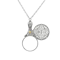 1928 Jewelry Womens Pewter Mirror with Sliding Filigree Cover Necklace Pendant Enhancer, 30