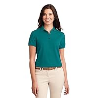 Port Authority Ladies Silk Touch Polo L Teal Green
