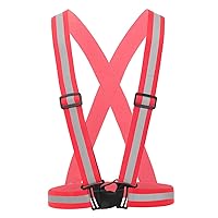 FEESHOW Reflective Vest - High Visibility Safety Gear for Running Walking Jogging Cycling Red One Size