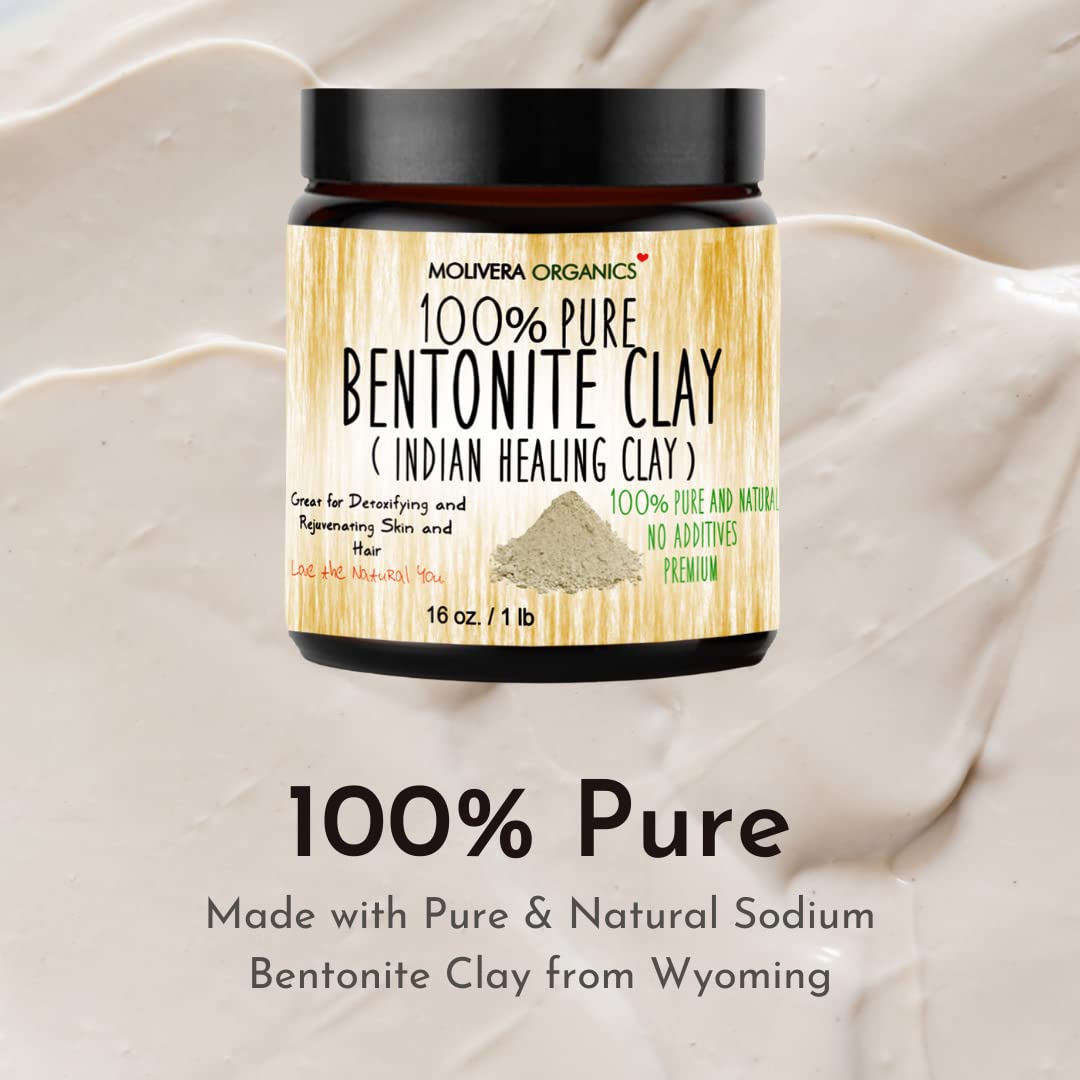 Mua Bentonite Clay - Molivera Organics 470ml Premium 100% Pure Indian  Healing Clay Powder - Sodium Bentonite Clay - Best for Detox Mask and  Rejuvenating Cleansing Baths - Amazing for Hair and