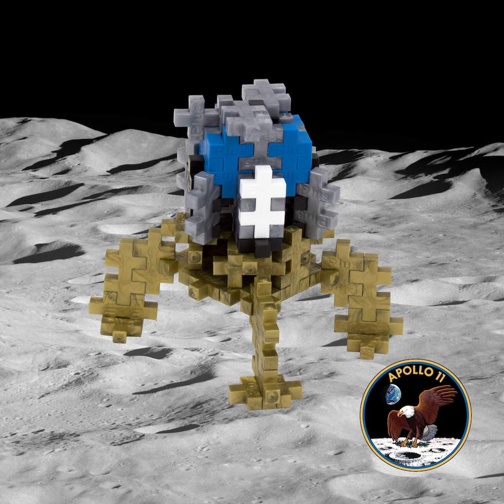 PLUS PLUS - Lunar Lander, Apollo 11 Space - 70 Piece, Construction Building Stem/Steam Toy, Interlocking Mini Puzzle Blocks for Kids, Mini Maker Tube