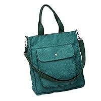 Corduroy Bag for Women Bookbag Handbag Autumn and Winter College Backpack Female Canvas Backpack (green)