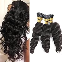 Loose Wave I Tip Hair Extension Pre Bonded Brazilian Remy Human Hair Microlink Bouncy Wave Stick I Tip Hair 100g 100 strands /Order (20inch 100strands, #4(Dark Brown))
