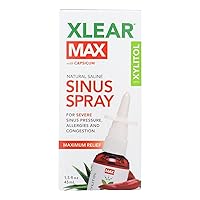 MAX Saline Nasal Spray, Natural Formula with Xylitol, Capsicum and Aloe, Nasal Decongestant for Sinus Pressure, Headache, Dry Nose for Kids and Adults, 1.5 fl oz (Pack of 1)