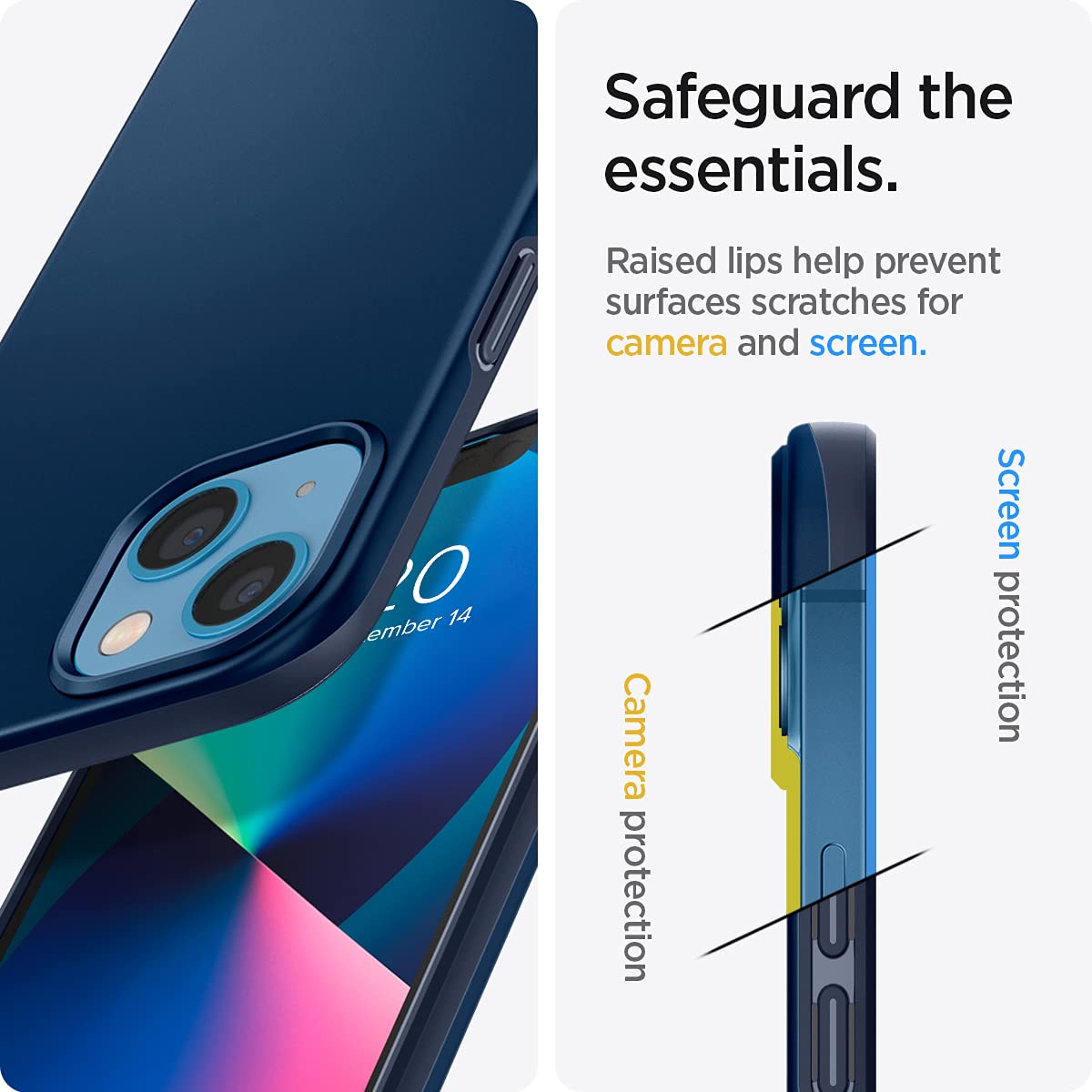 Spigen Thin Fit Designed for iPhone 13 Mini Case (2021) - Navy Blue