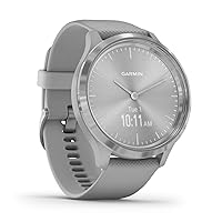 Garmin vivomove 3, Hybrid Smartwatch with Real Watch Hands and Hidden Touchscreen Display, Silver with Gray Case and Band