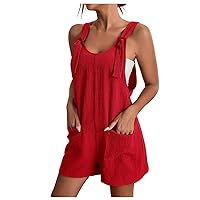 Rompers for Women 2024 Summer Short Jumpsuits Overalls Dressy Casual Sleeveless Romper Boho Suspenders Jumpsuit with Pocket