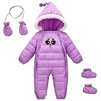 Happy Cherry Baby Winter Clothes Infant Snowsuit Newborn Down Bunting Zipper One Piece Hooded Coat with Shoes and Gloves
